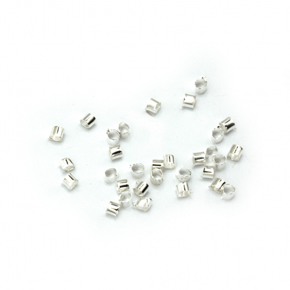 Metal Crimp Beads / 2x2 mm /  Silver ~1.05 grams - 100 pieces