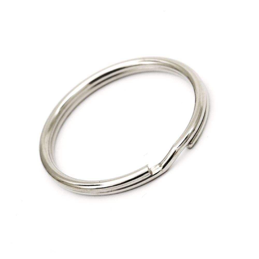 Key Holder Ring, 30x3 mm, double windings, silver color - 20 pieces