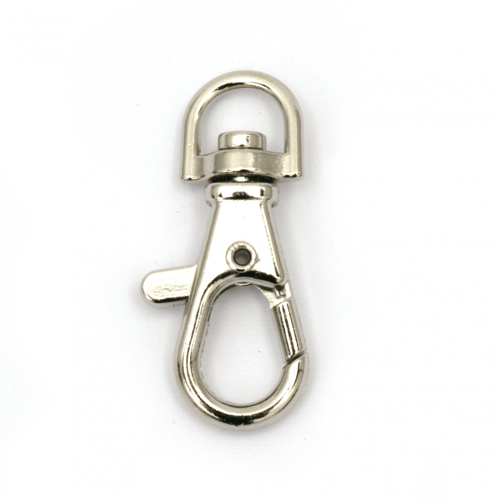 Carabiner for keychain 13x37 mm color silver -10 pieces