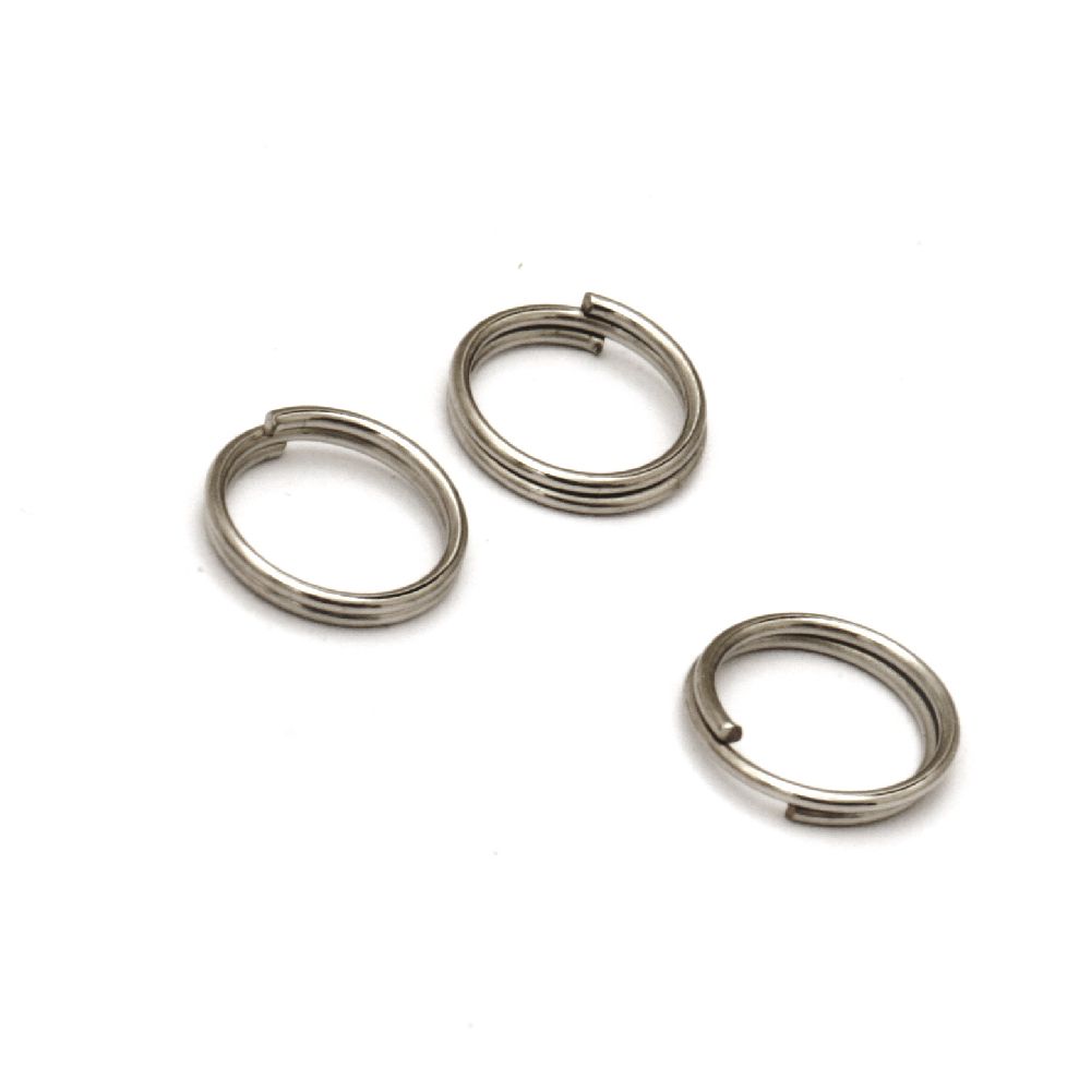 Jump Rings, Close but Unsoldered,  9x0.7 mm two coils color silver -100 pieces