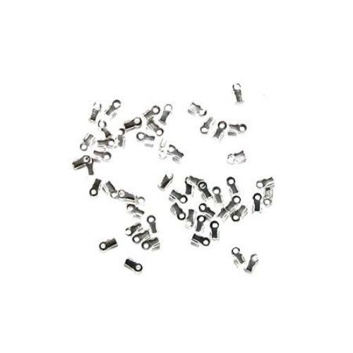 Cord Ends, Metal 3x6 mm color white -200 pieces
