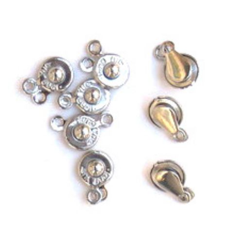 Metal Clasps - 2 parts / 7.5x14x4 mm / Silver - 10 pieces
