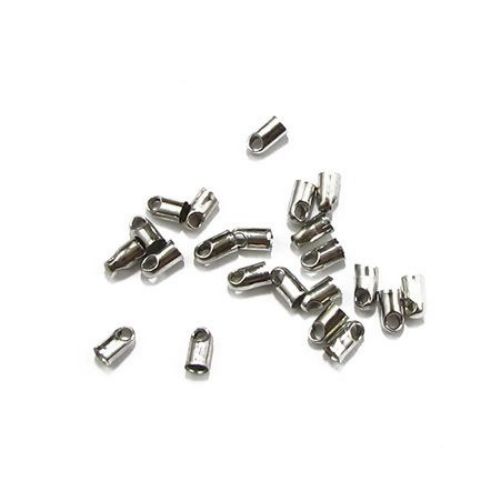 Cord End Caps / 7x4 mm, Hole: 3 mm / Silver - 50 pieces