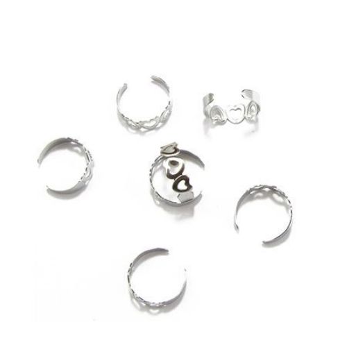 DIY Adjustable Metal Ring Blanks 18mm Silver 10pcs