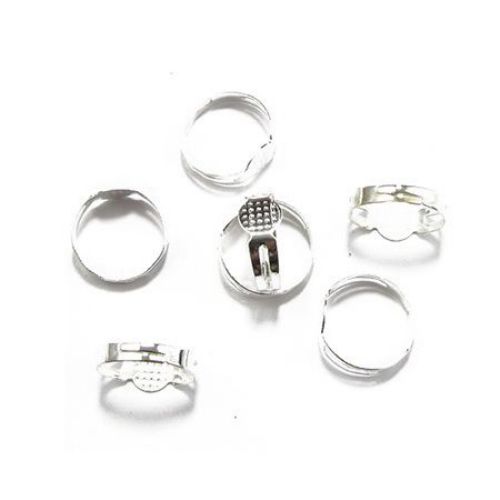 Adjustable Iron Ring Bases 18mm  8mm white - 10 pieces