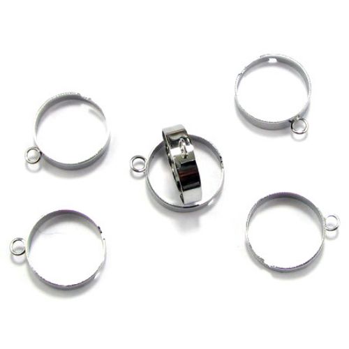 DIY Adjustable Iron Ring Bases 18mm ring. silver with single ring -10pcs.