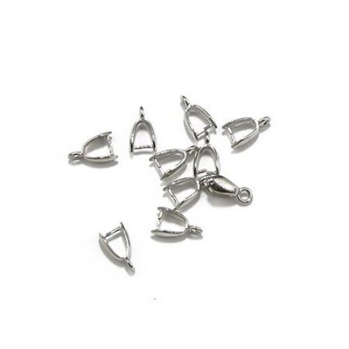 Duza metalic pentru pandantiv sau margelă 4x7x12 mm culoare argintiu ~ 3,09 grame -10 bucăți