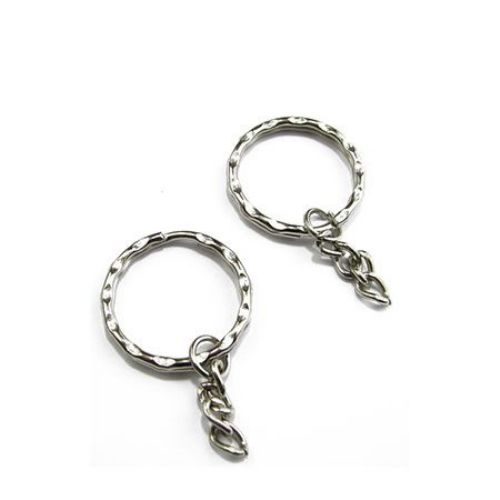 Key Ring 28x3 mm with silver collar -20 pieces