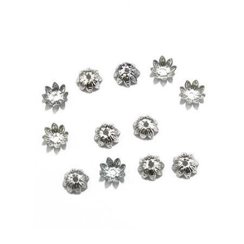 Metal Flower Bead Cap / 10x4.5 mm / Silver - 50 pieces