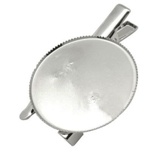 Baza metalica pentru brosa cu agrafa si ac 31x45x7 mm culoare argintiu