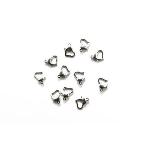 Metal Heart-shaped Clasp / 9x12 mm - 5 pieces