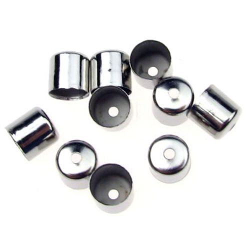 Metal Cylindrical End Cap for Jewelry Finishing / 6x7 mm / Silver - 50 pieces