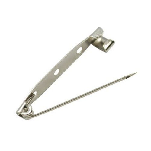 Safety Pins Clasps with 2 Holes / 30x5x6 mm / Silver - 50 pieces