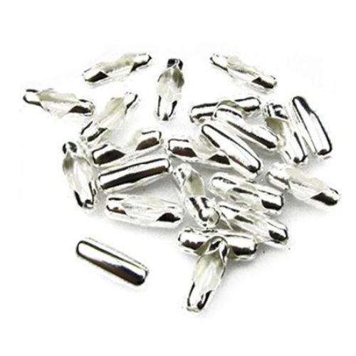 Metal Ball Chain Connector / 10x2.4 mm / Silver - 100 pieces