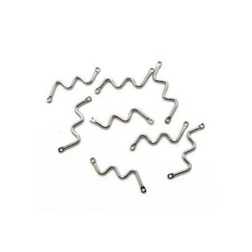 Metal Connecting Element / Waves / 11x32 mm, Hole: 1.5 mm /  Silver - 10 pieces