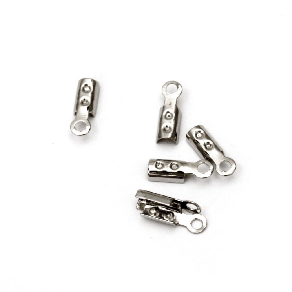Iron Cord Ends, 3x8 mm round color silver NF -100 pieces