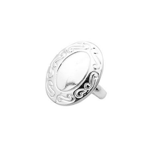 Inel metalic de 16 mm cu deschidere de culoare oval argintiu