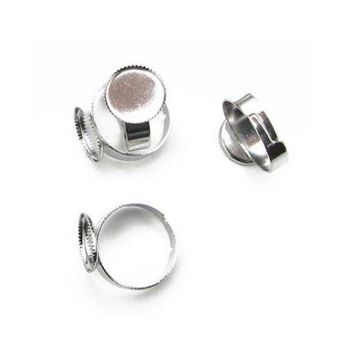 Метална основа за пръстен 17 мм цвят сребро -4 броя