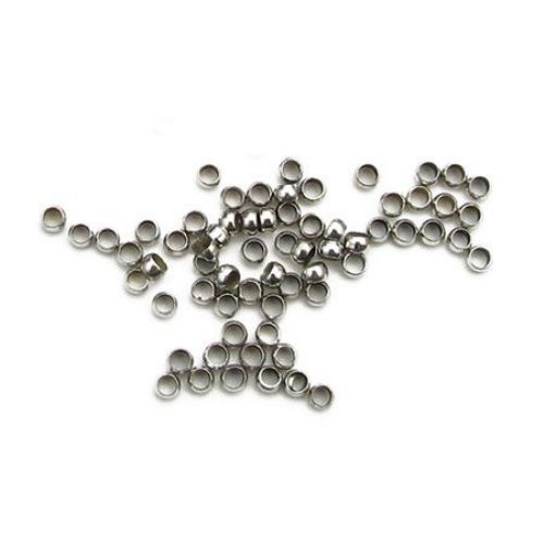Round Crimping Beads for Jewelry Making / 3 mm, Hole: 1.5 mm /  Silver - 200 pieces