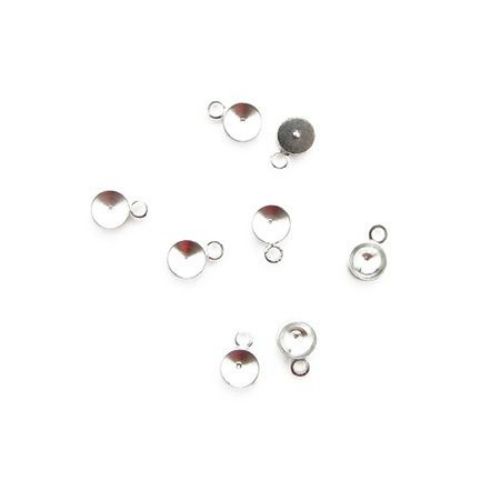 Metal Base for Crystal / Rhinestone with Ring / 4 mm / Silver - 10 pieces