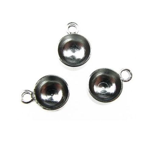 Metal Base for Crystal / Rhinestone with Ring / 5 mm / Silver - 10 pieces