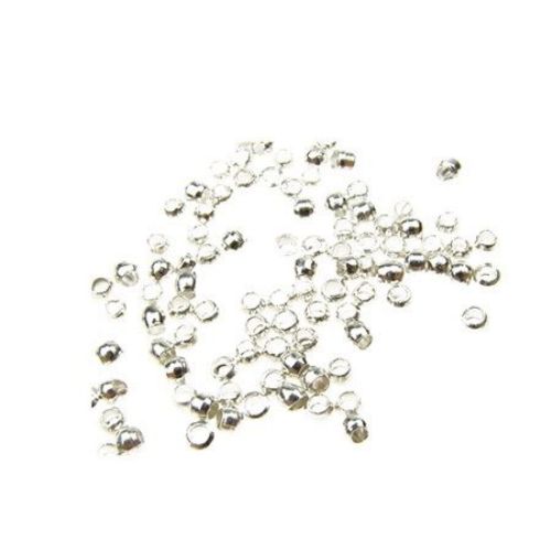 Round Steel Crimp Beads, Jewelry Making 1.5x1.5 mm color white -100 pieces