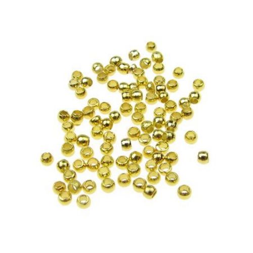 Round Steel Crimp Beads, Jewelry Making 1.5x1.5 mm color gold -100 pieces