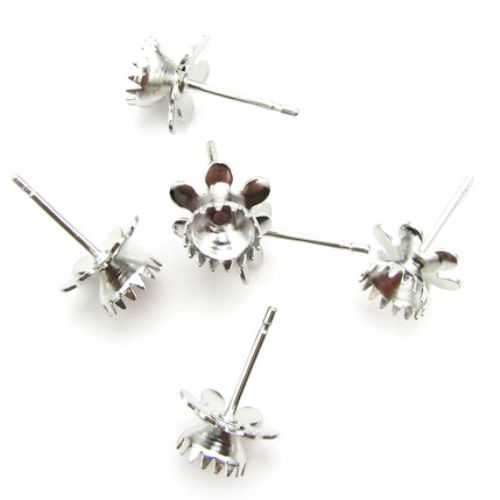 Blank Stud Earring Back for Embedding / 6x14 mm / Silver - 10 pieces