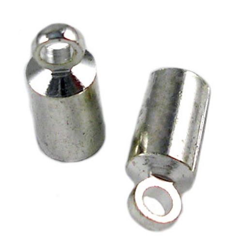Metal Tube End Caps with a Ring / 9 5x4 mm, Hole: 1 2 mm / Silver - 20 pieces
