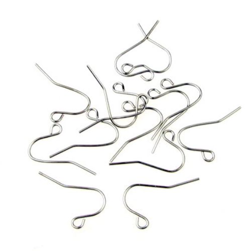 Earring Hooks for Jewelry Making /  12x17 mm, Hole: 2 mm / Silver - 50 pieces