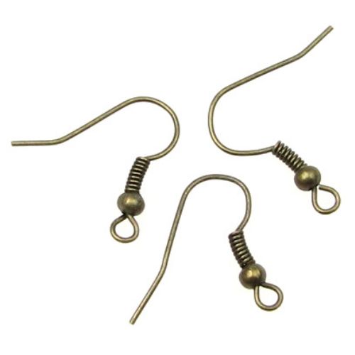 Fish Earring Hooks / 20x19 mm,  Hole: 2 mm / Old Gold NF - 50 pieces