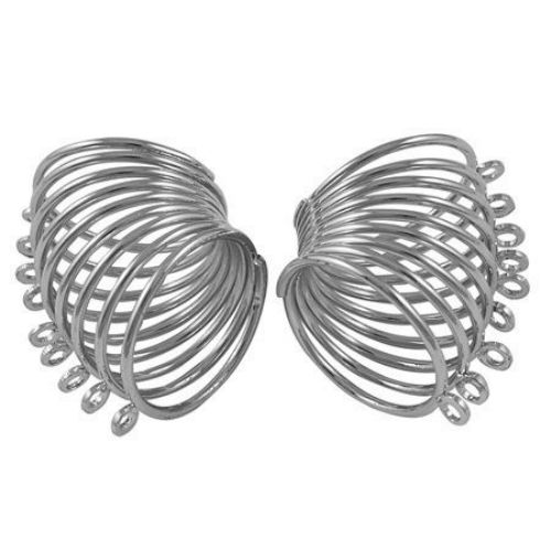 Metal Ring Base with Nine Coils / 13±28.5x1±2 mm, Loop: 2 mm / Silver - 4 pieces