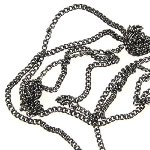 Metal Link Chain for Jewelry Making / 2x1x0.35 mm / Steel Tone - 1 meter