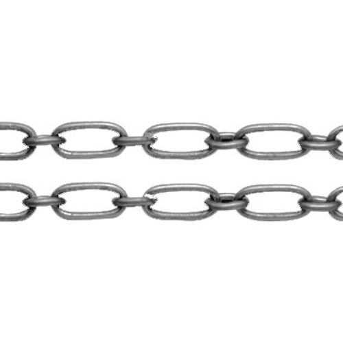 Metal Link Chain / 9x5x1 mm,  5x4x1 mm / Silver NF -1 meter