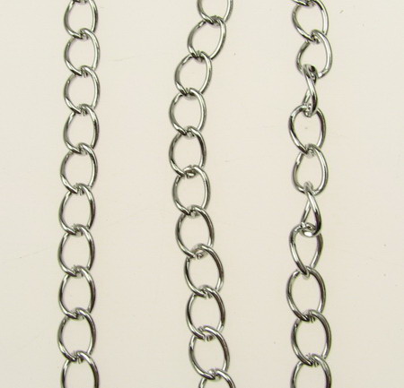 Metal Link Chain for Jewelry Making / 7x4.5x1.5 mm / Silver NF -1 meter