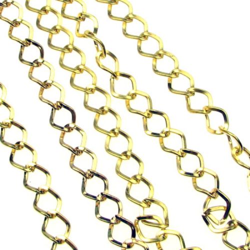 Metal Jewelry Chain / 1.3x7.3x8.7 mm / Gold Tone - 1 meter