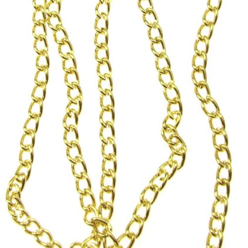 Metal Chain for Jewelry and Fashion Accessories / 0.6x2.3x3.5 mm / Gold -1 m