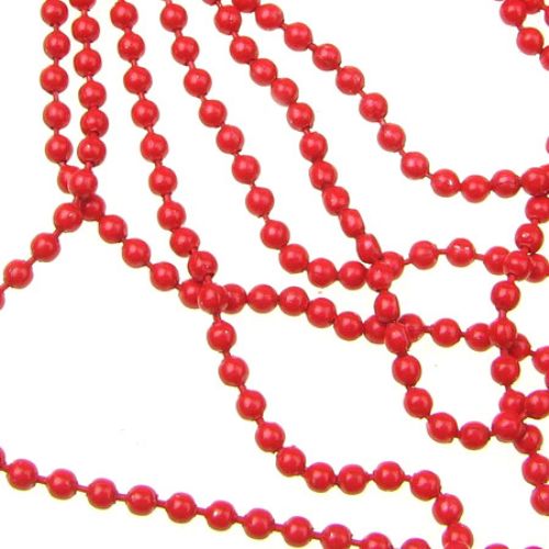 Red Ball Chain for DIY Jewelry and Craft Projects / 2 mm - 70 cm