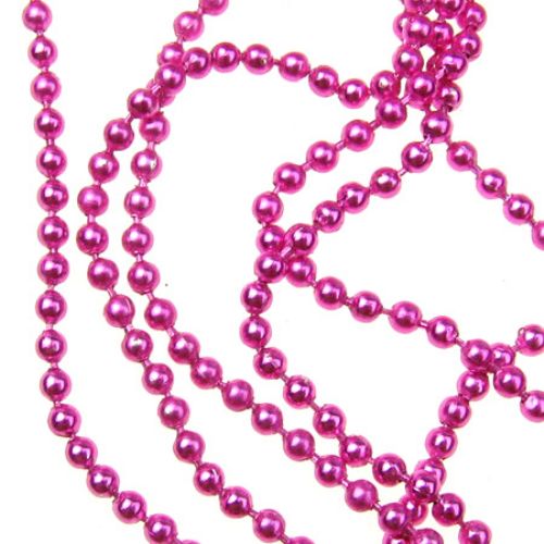 Colorful Metal Ball Chain for Fashion Accessories / 2 mm /  Cyclamen / 35 cm