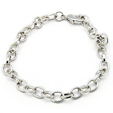 Bracelet base metal chain 205x1x0.8 mm with stork clasp white