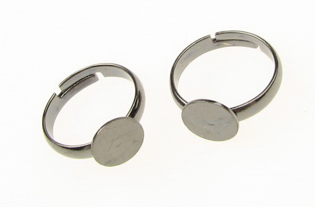 Метална основа за пръстен регулиращ 20 мм плочка 9 мм цвят сребро -5 броя
