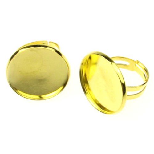 Δαχτυλίδι ρυθμιζόμενο μεταλλικό 17 mm  πλακάκι 22,5 ~ 23 mm χρώμα χρυσό