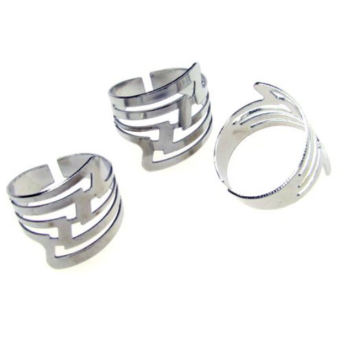 Adjustable Ring Bases 20 mm silver -10 pieces
