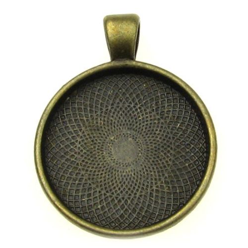Metal base for medallion36x28x3 tile 25x25 mm hole 4 mm color antique bronze
