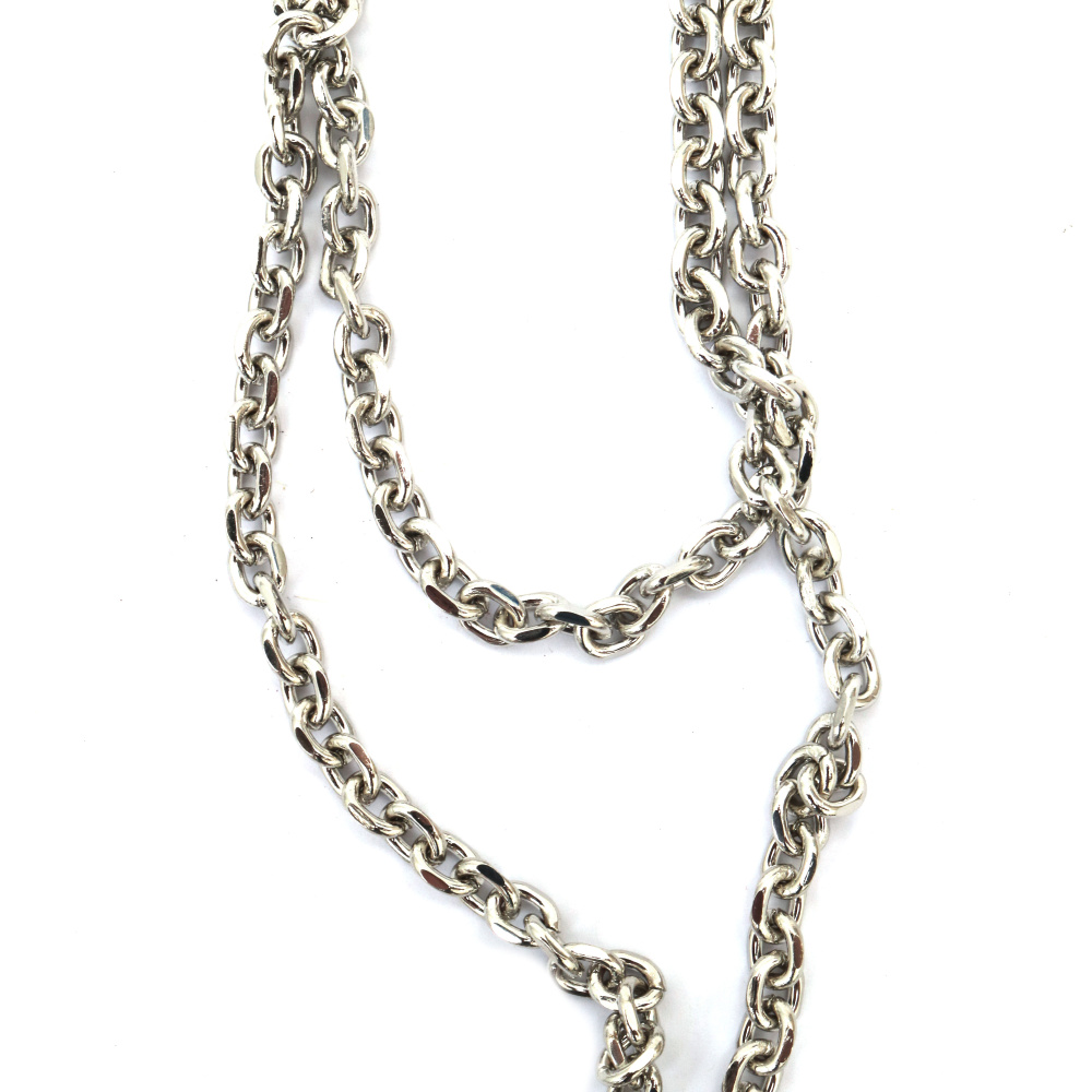 Metal Chain / 9x7.5x2 mm / Silver Color - 1 meter