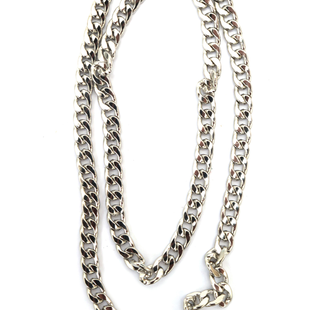 Flat Metal Chain / 11x8x2 mm /   Silver Color - 1 meter