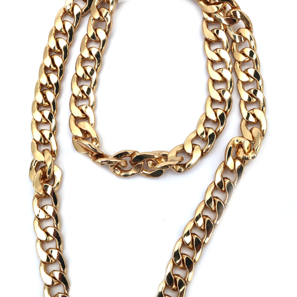 Metal Flat Chain / 16.5x12x3 mm /  Gold Color - 1 meter