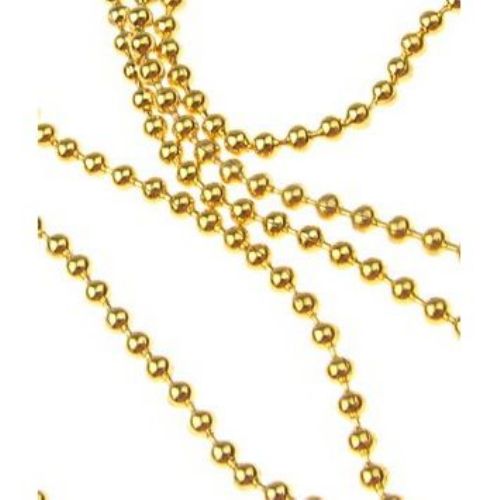 Metal Ball Chain for Fashion Accessories and Craft Projects / 1.5 mm / Gold Color - 1 meter