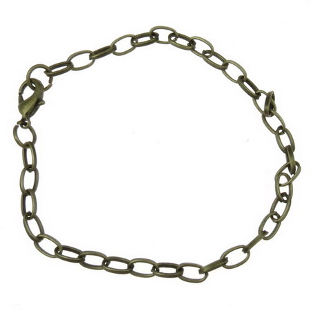 Link Chain Bracelets with Lobster Claw Clasp / 205x1x0.8 mm / Antique Bronze