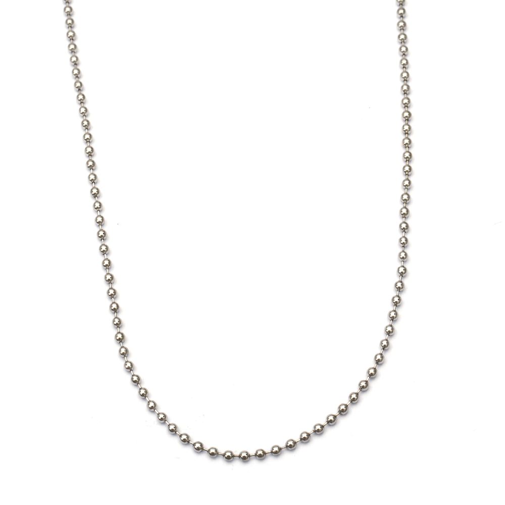 Connecting Ball Bead Chain / 2 mm / Silver Tone -1 meter